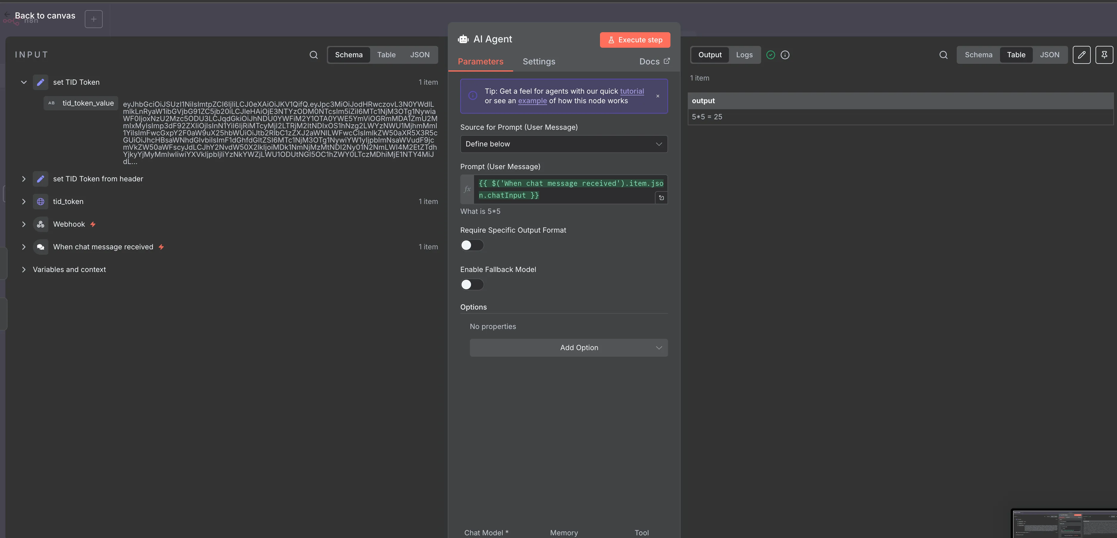 AI Agent Node Configuration
