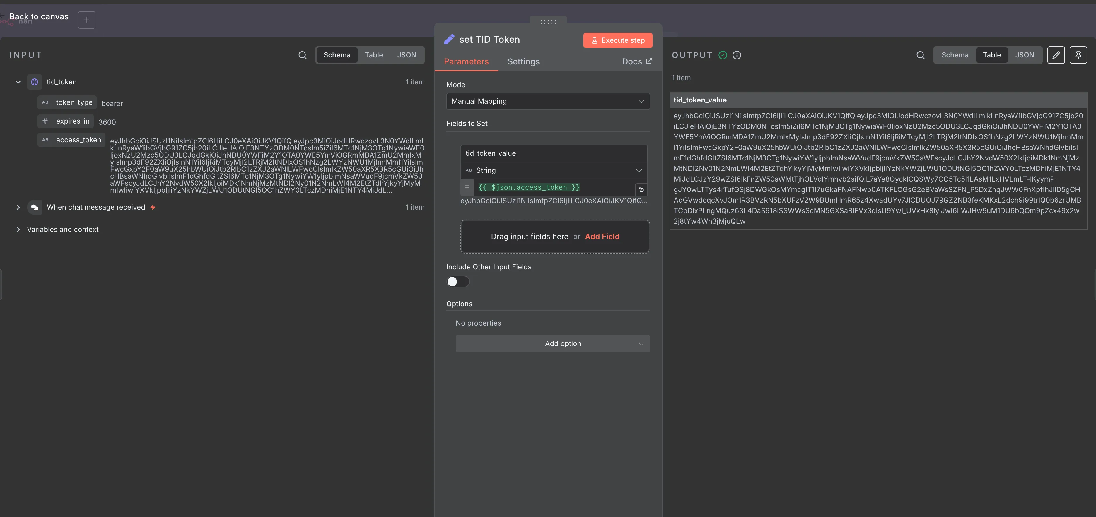 Set TID Token Configuration