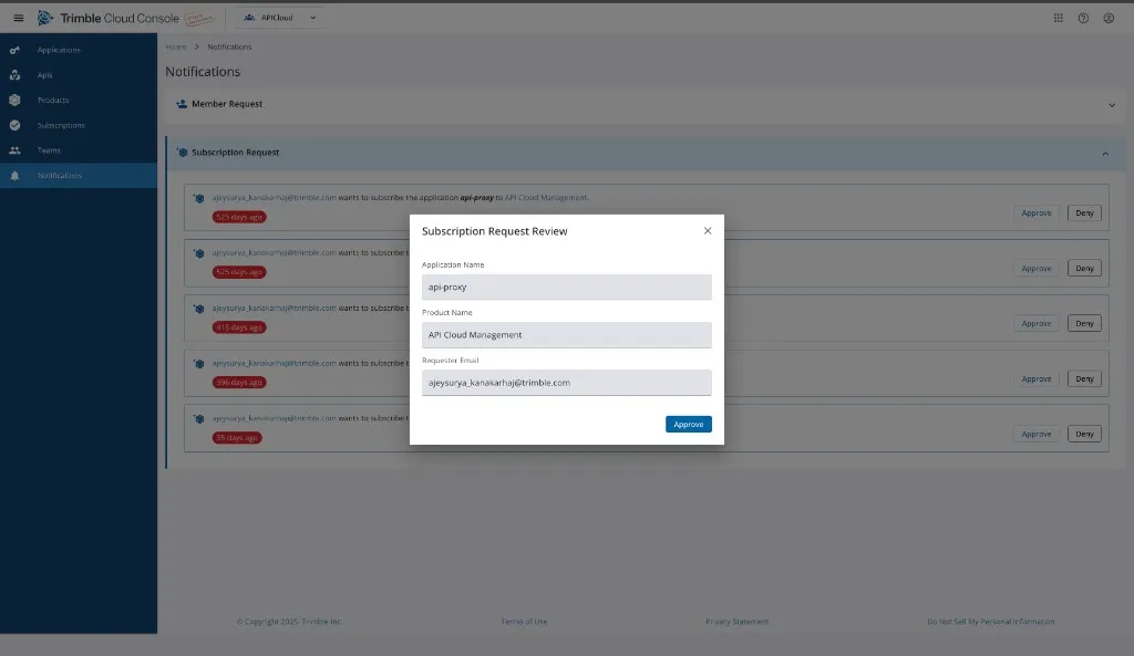 Approve subscription request