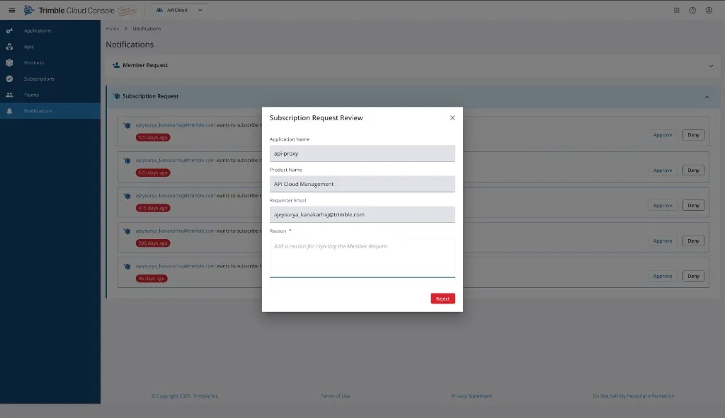 Deny subscription request