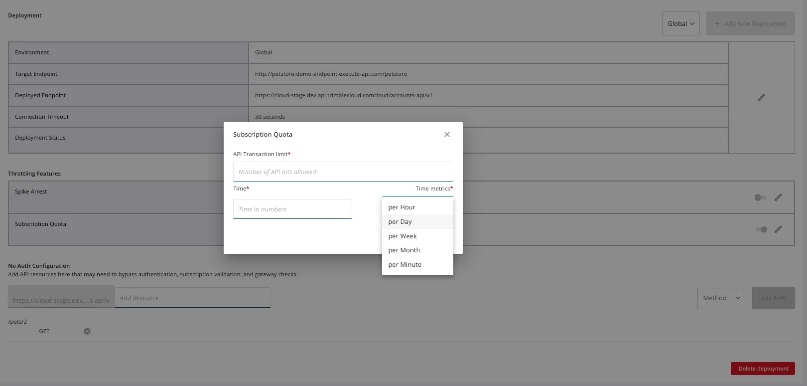 Subscription Quota Config Deployment