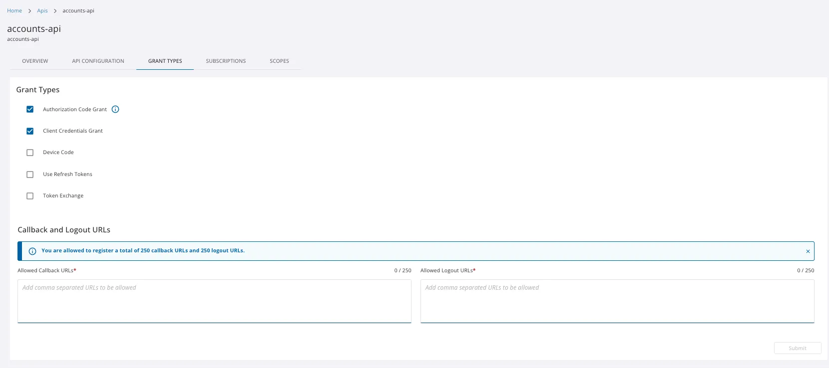 Grant Types Tab