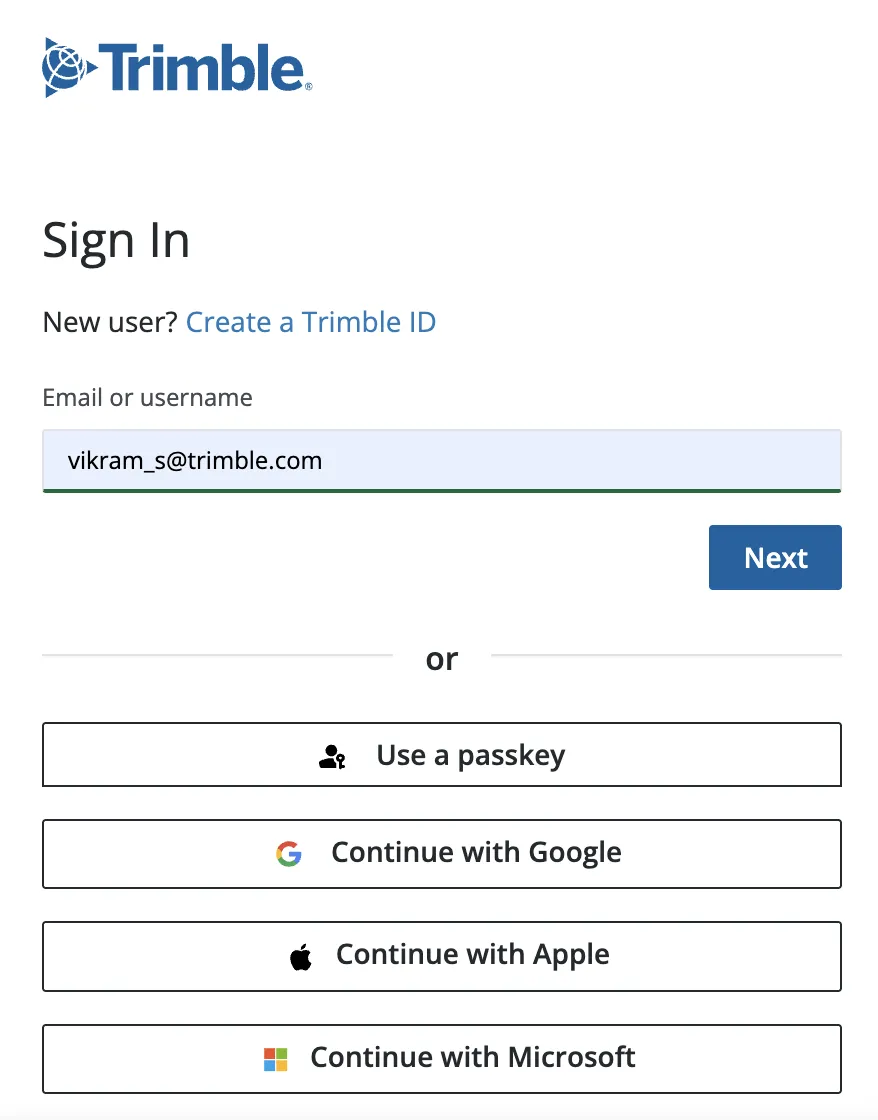 login page
