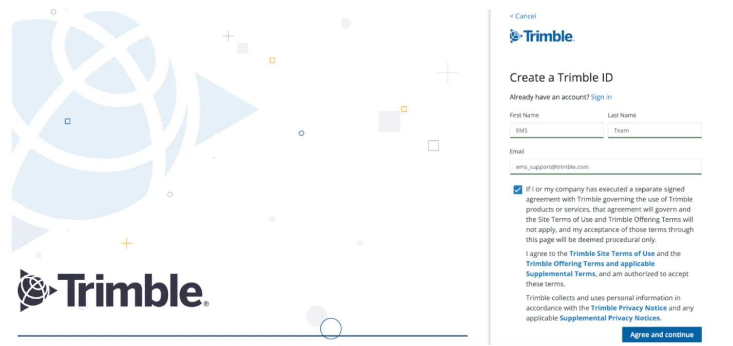 Create a trimble ID