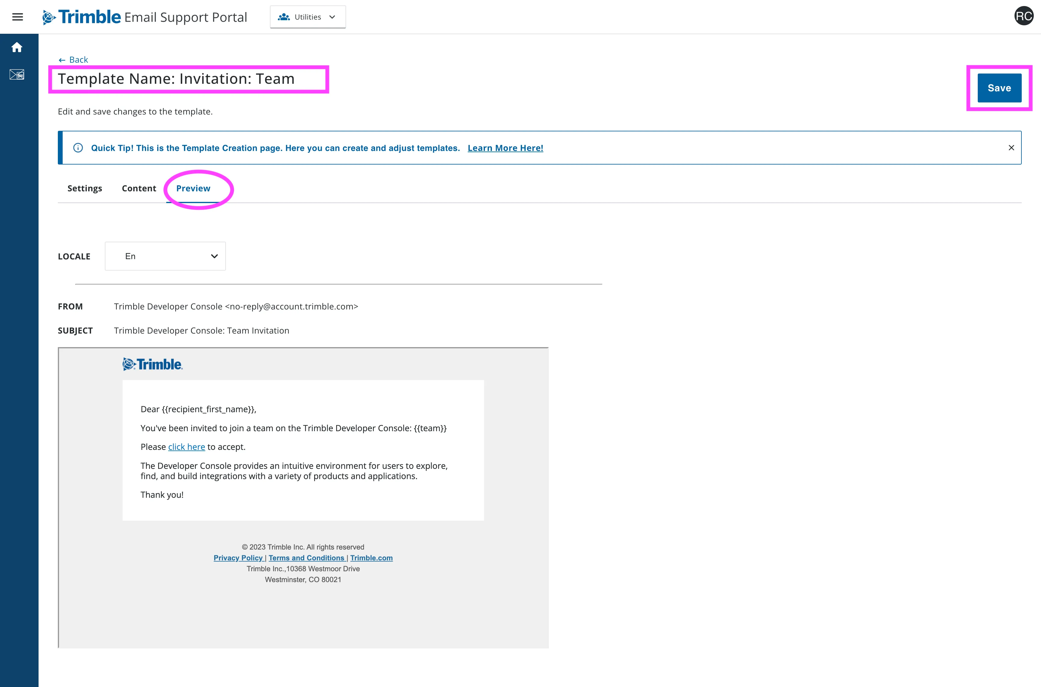 Email Template Manager - Template Preview