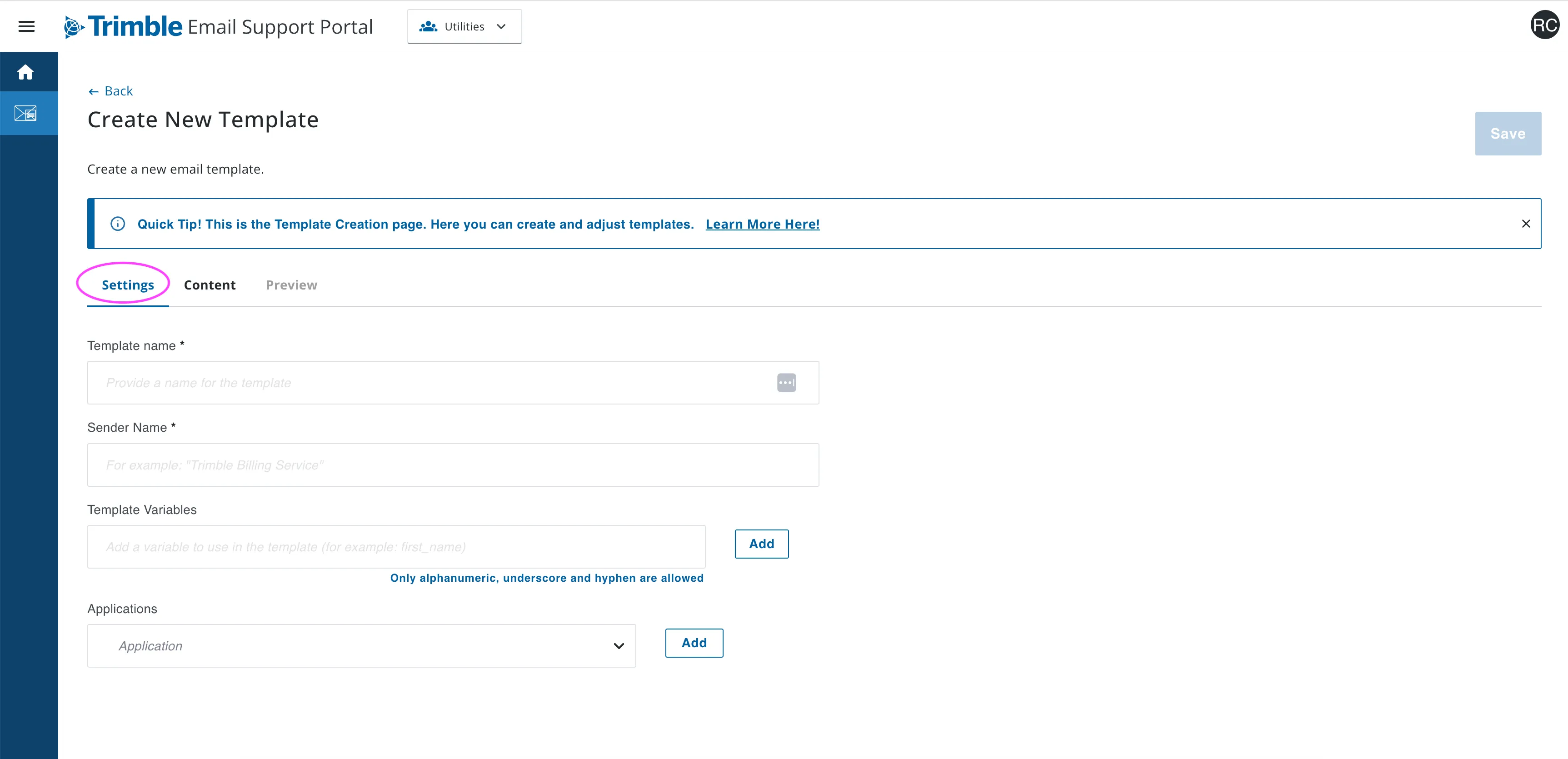 Email Template Manager - Template Settings