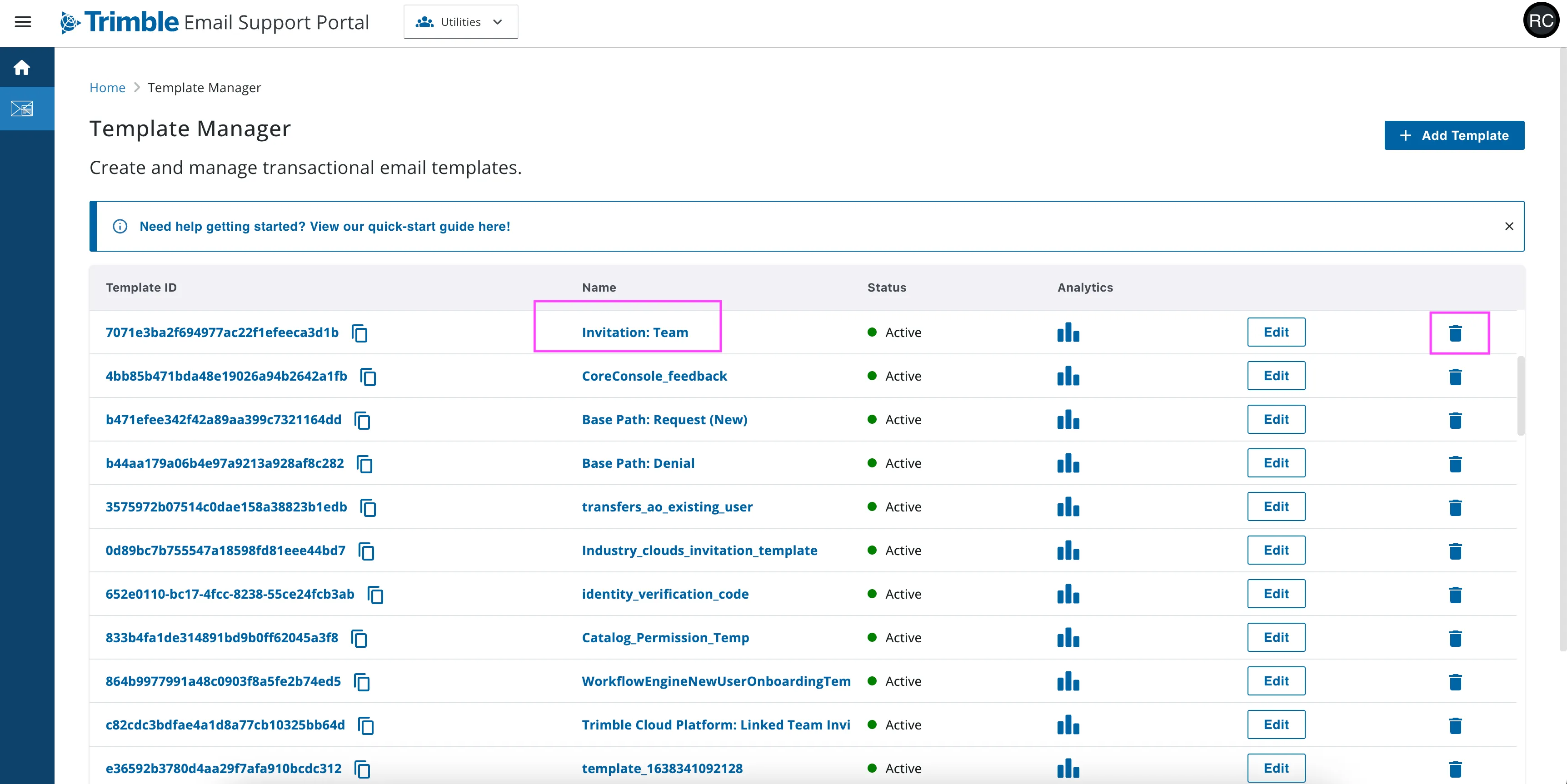 Email Template Manager - Delete Template