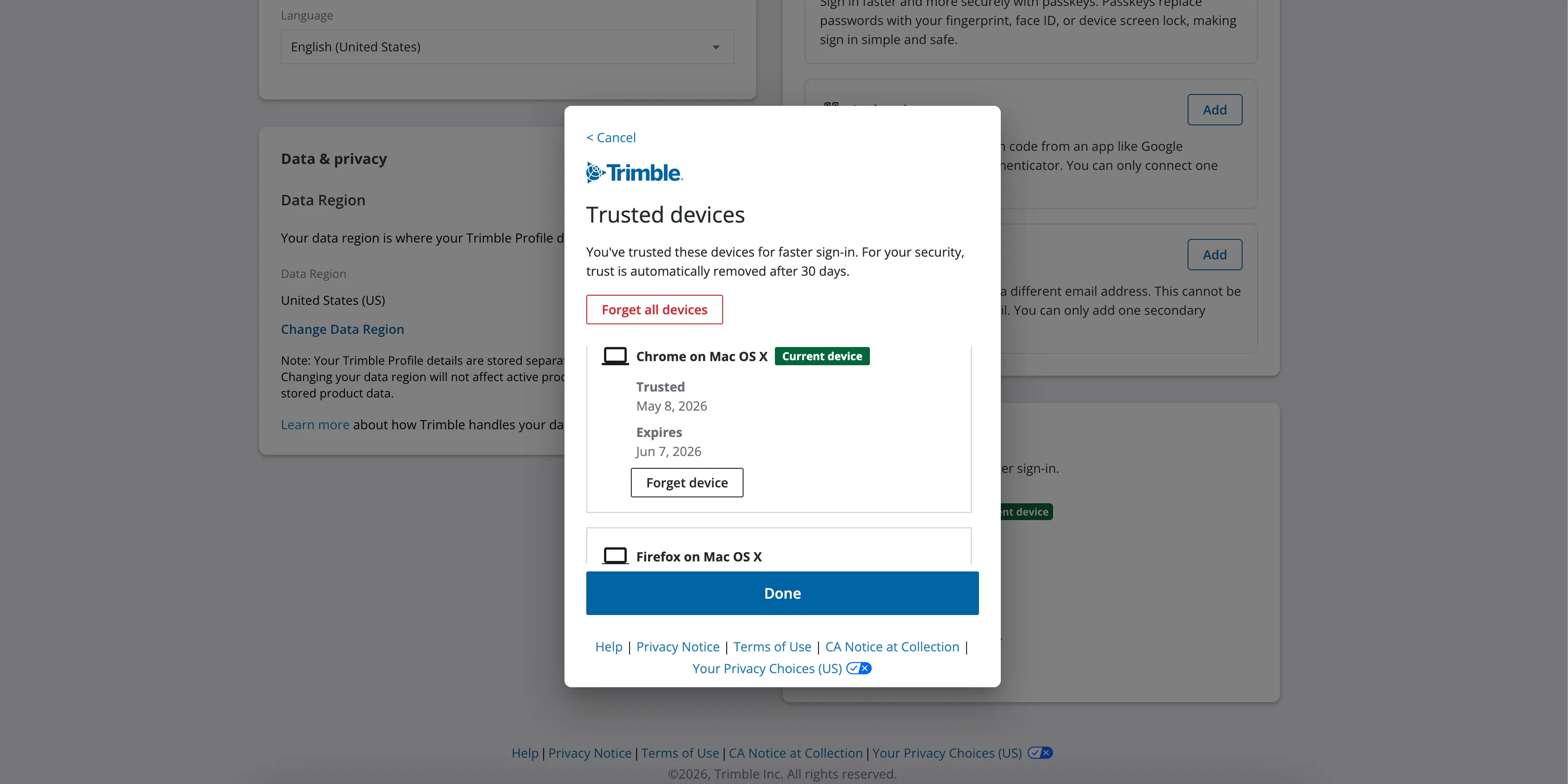 Manage trusted device