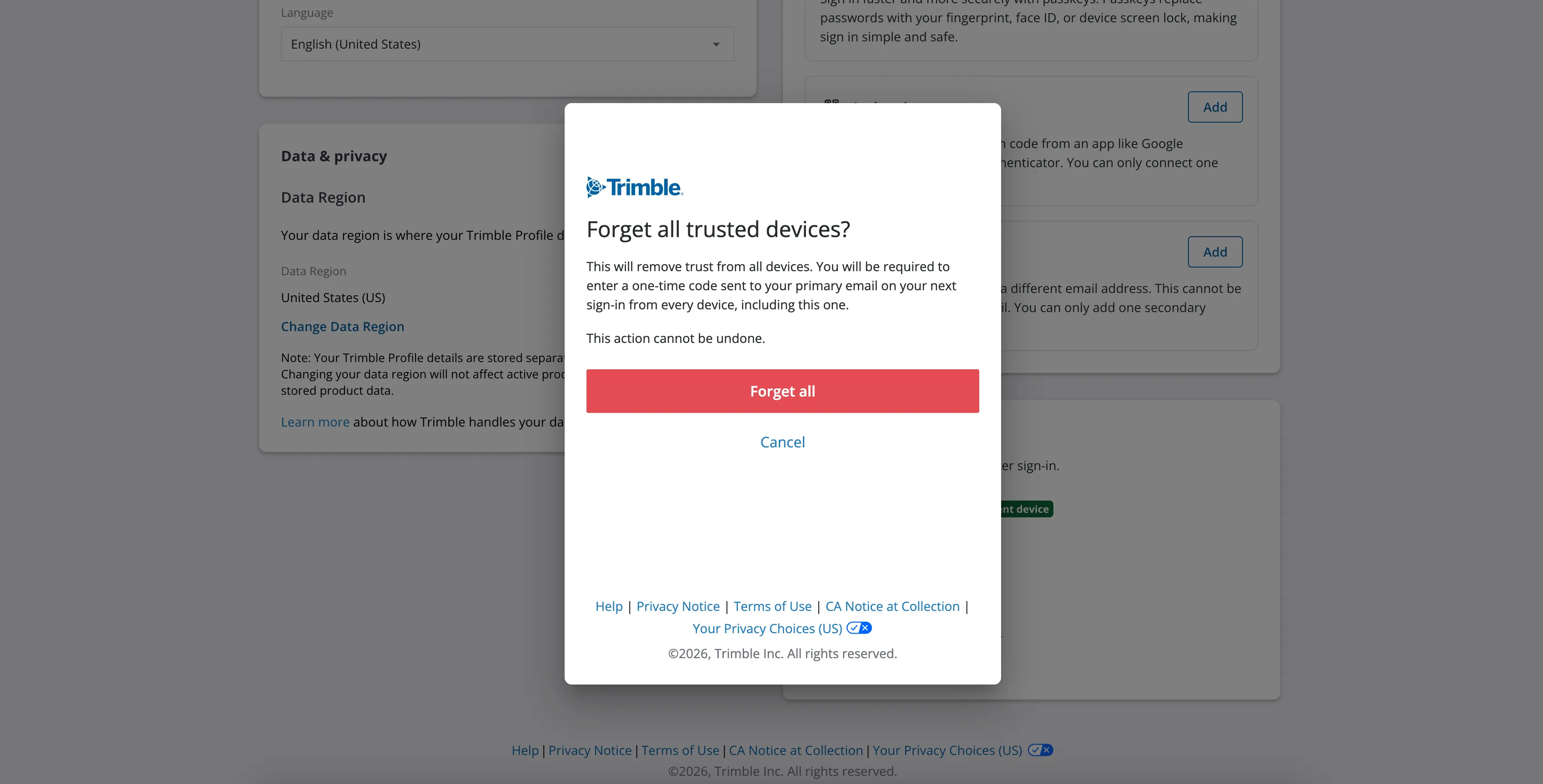 Remove all trusted devices