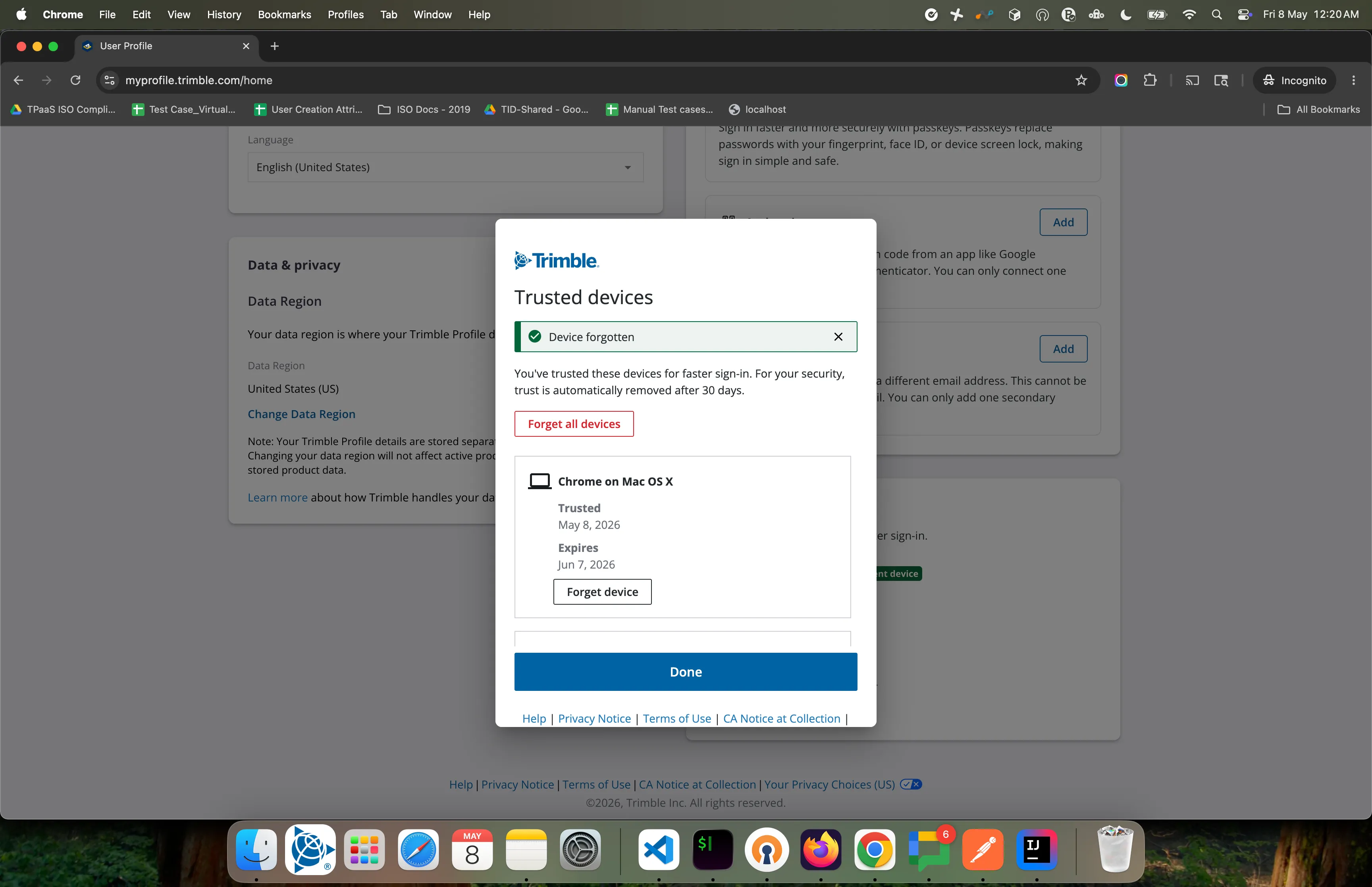 Forget single device confirmation